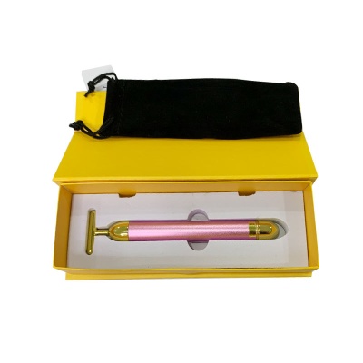 厂家批发24K金色按摩棒美容仪电动黄金美容棒震动式T型按摩美容仪