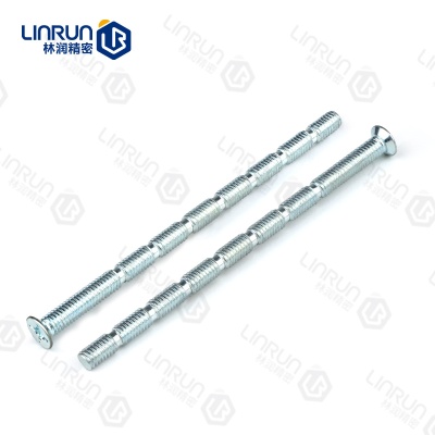 现货碳钢蓝锌锁具竹节螺丝M4M5M6十字沉头长条家具螺丝 锁具配件